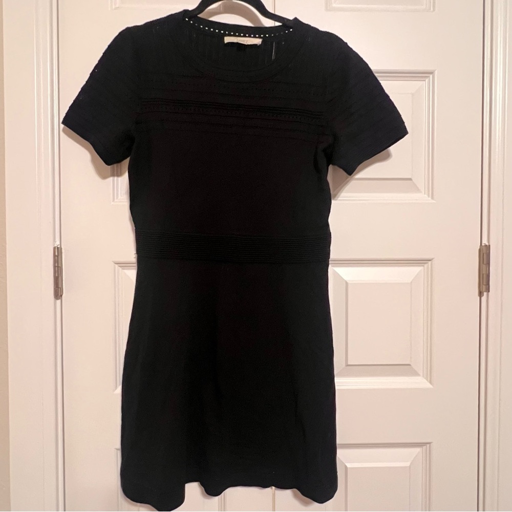 LOFT Black Textured Mini Dress